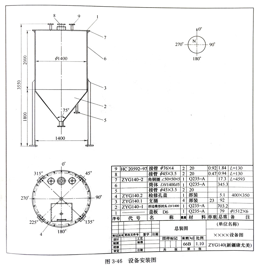 食品工廠設(shè)計(jì)中設(shè)備安裝詳圖和管口方位圖